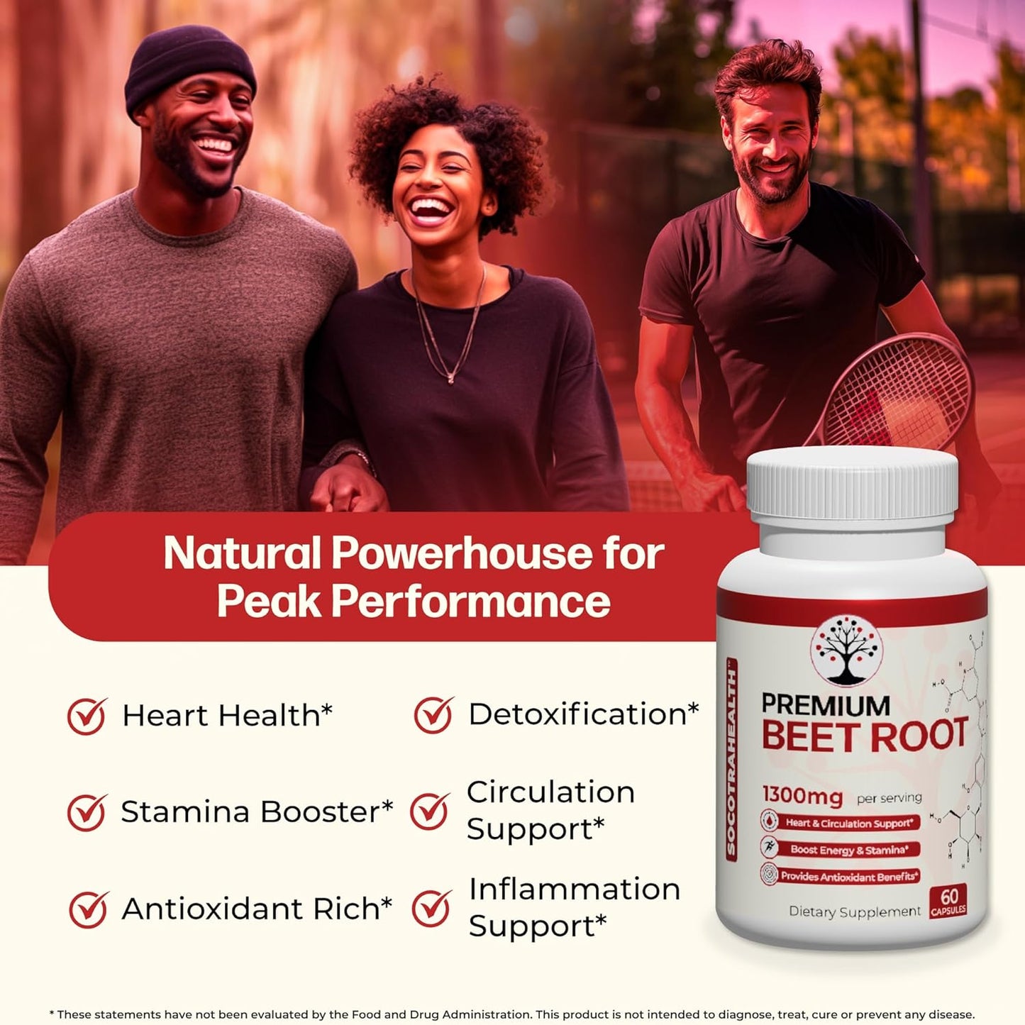 Organic Beet Root Capsules for Heart Health and Stamina Support - Nitric Oxide Supplement - Non-GMO - 60 Vegan Capsules