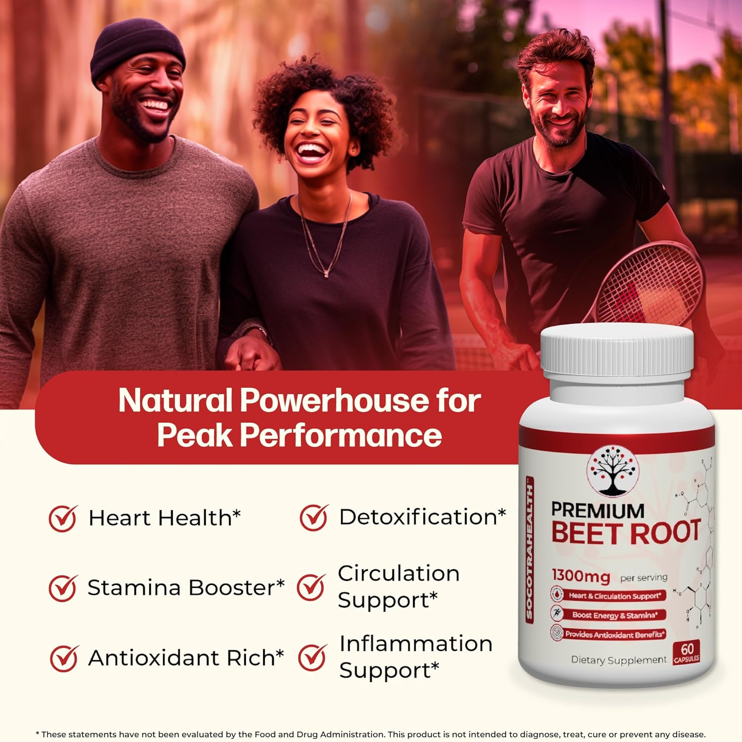 Organic Beet Root Capsules for Heart Health and Stamina Support - Nitric Oxide Supplement - Non-GMO - 60 Vegan Capsules