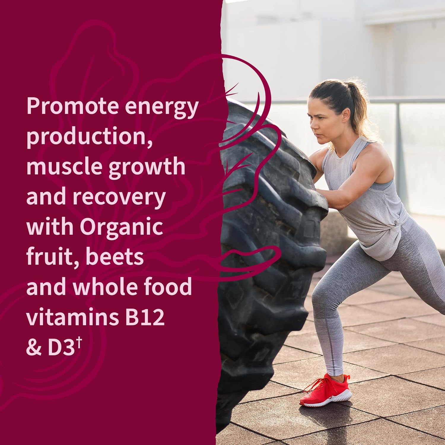 Organic Beet Root Gummies with Antioxidants, Vitamin C, D, B12 for Heart Health & Energy - Vegan, Gluten Free, Non GMO - Raspberry Flavor, 30 Servings