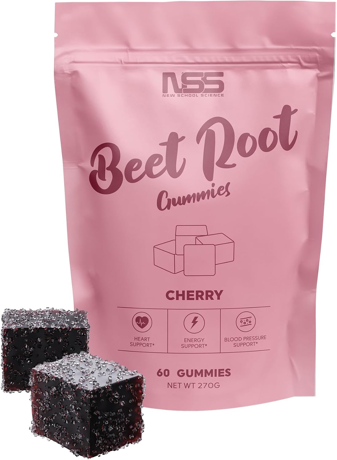 Organic Beet Root Gummies with Cherry & Grape Seed Extract - 60 Count - Natural Flavor & Color - Boost Workout Performance & Overall Health