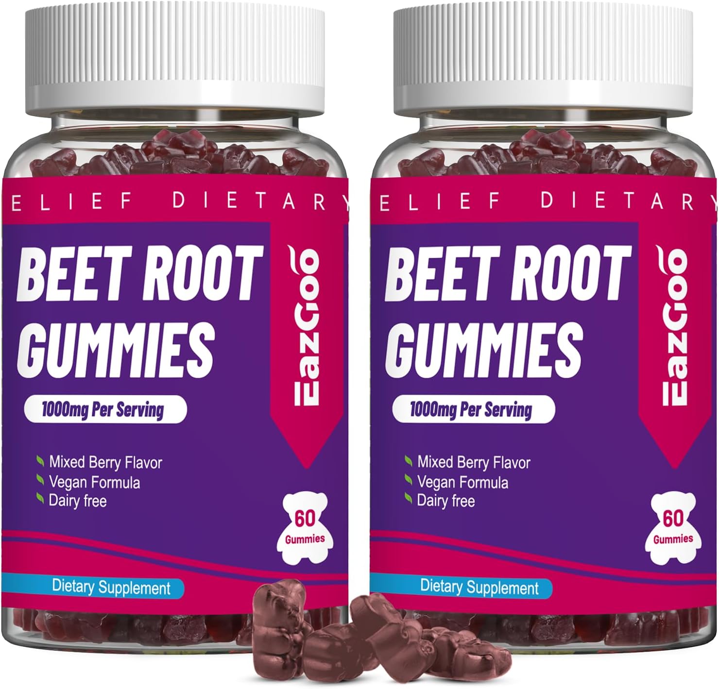 Organic Beet Root Gummies with Grape Seed Extract - 120 Count, Vegan & Non-GMO Beet Root Soft Chews with Powder
