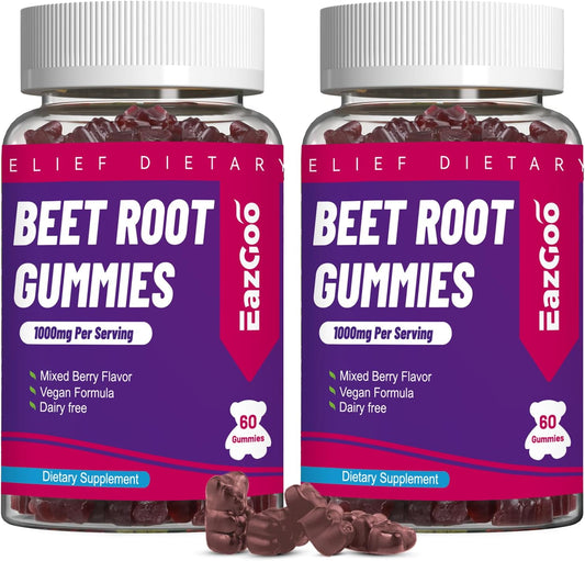 Organic Beet Root Gummies with Grape Seed Extract - 120 Count, Vegan & Non-GMO Beet Root Soft Chews with Powder