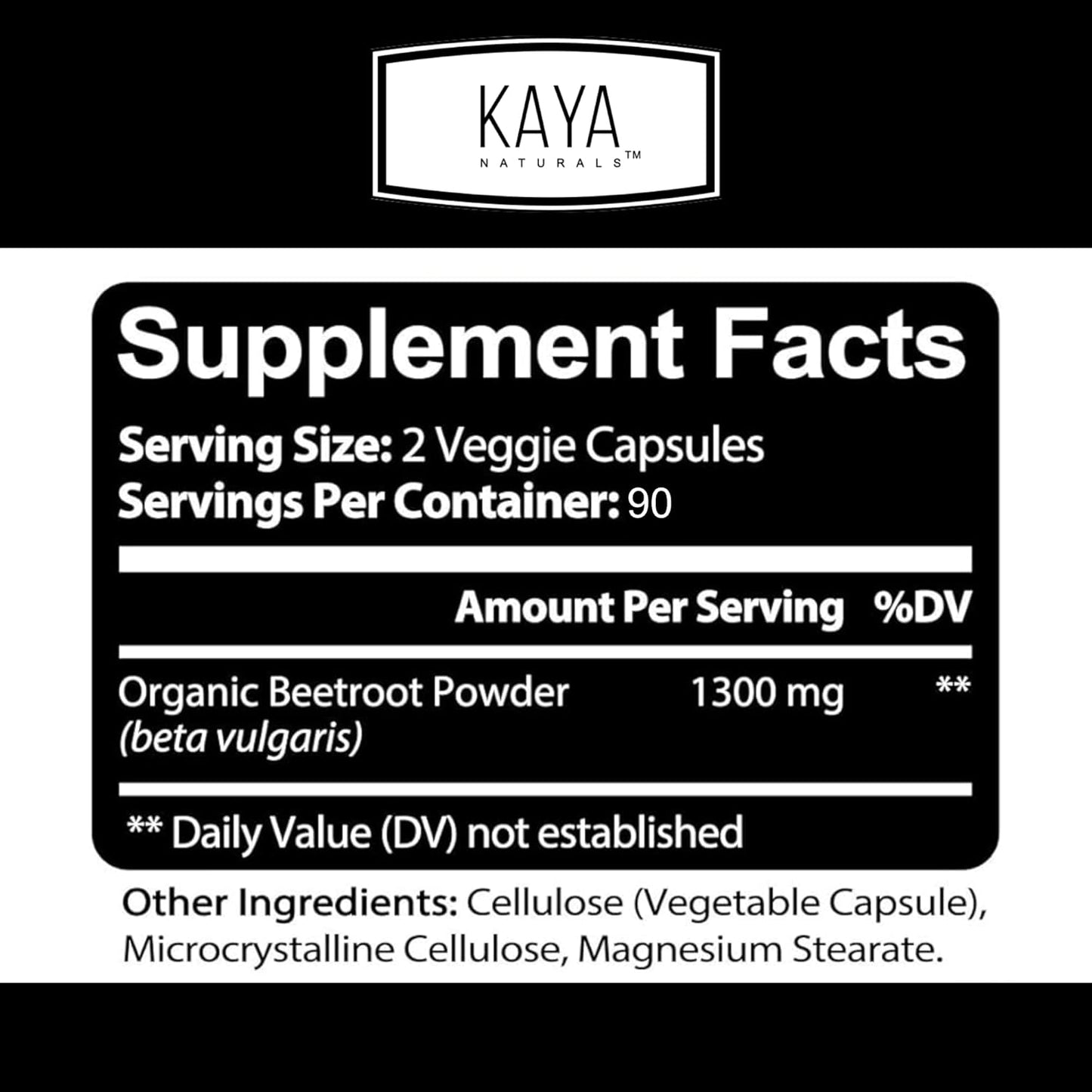 Organic Beet Root Powder Capsules - 1300mg Per Serving - Supports Athletic Performance & Circulation - 60 Count