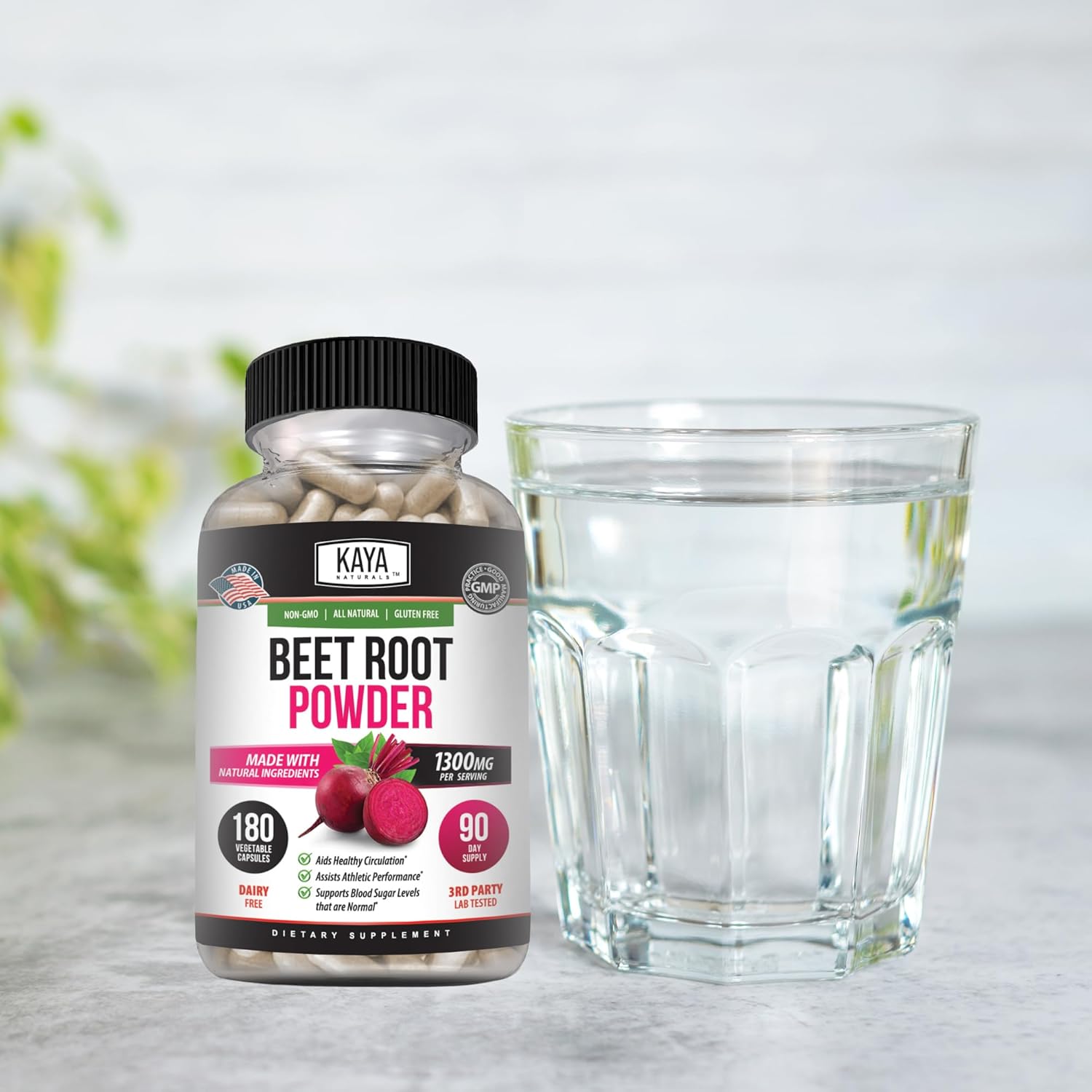 Organic Beet Root Powder Capsules - 1300mg Per Serving - Supports Athletic Performance & Circulation - 60 Count