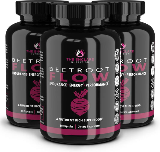 Organic Beet Root Powder Capsules - Nitric Oxide Booster, Circulation & Immune Support - Non GMO Superfood Supplement - 180ct