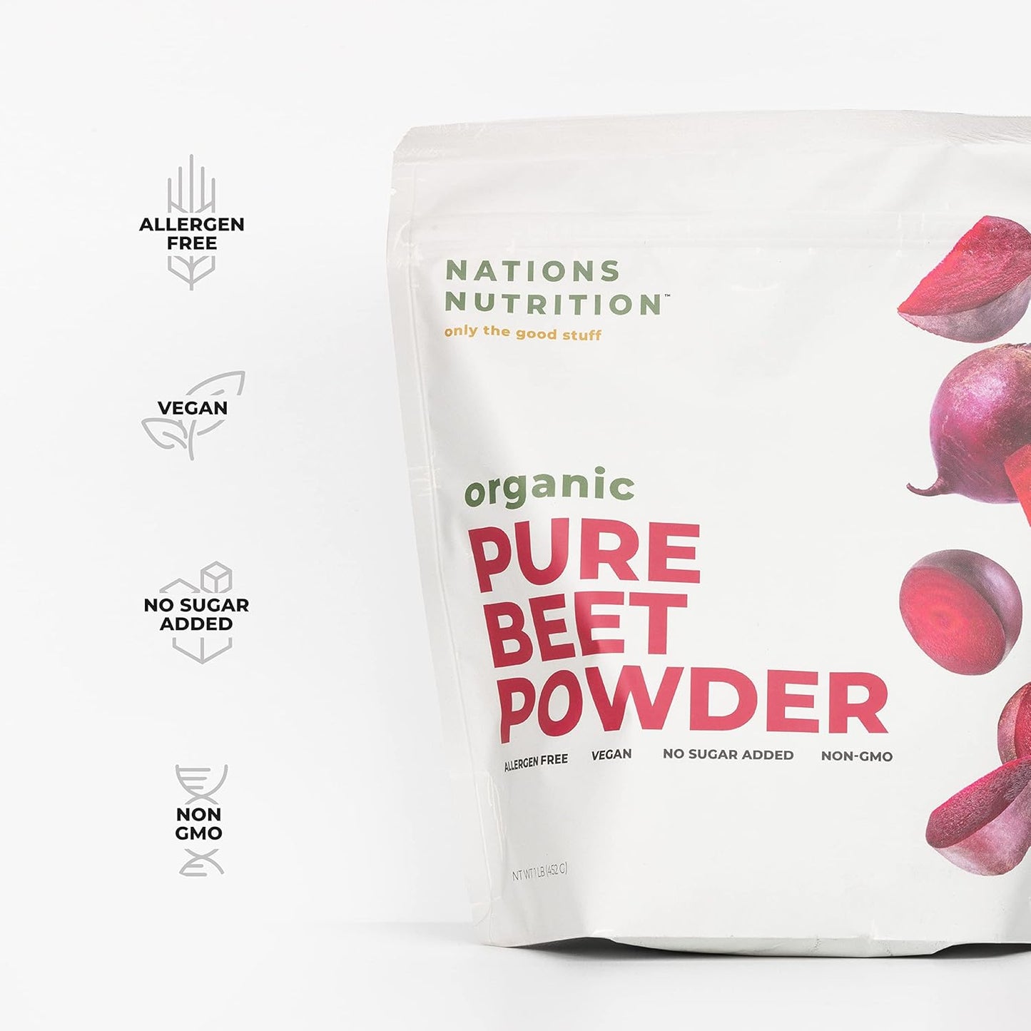 Organic Beet Root Powder for Heart Health and Energy Boost - Nitric Oxide Superfood for Circulation Support - 30+ Servings (1 LB)