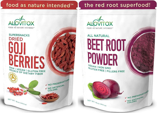 Organic Beet Root Powder & Goji Berries Superfood Blend | Rich in Vitamins A, C & Iron | Supports Blood Pressure, Oxygen Use & Stamina | 32 oz