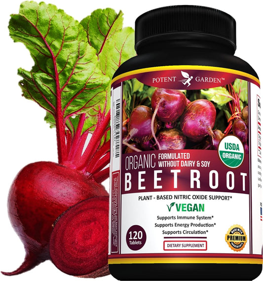 Organic Beet Root Powder Tablets with Black Pepper for Enhanced Absorption - Super Antioxidant and Nitrate Supplement for Athletic Performance - 1350mg Beets/Serving - Boost Stamina