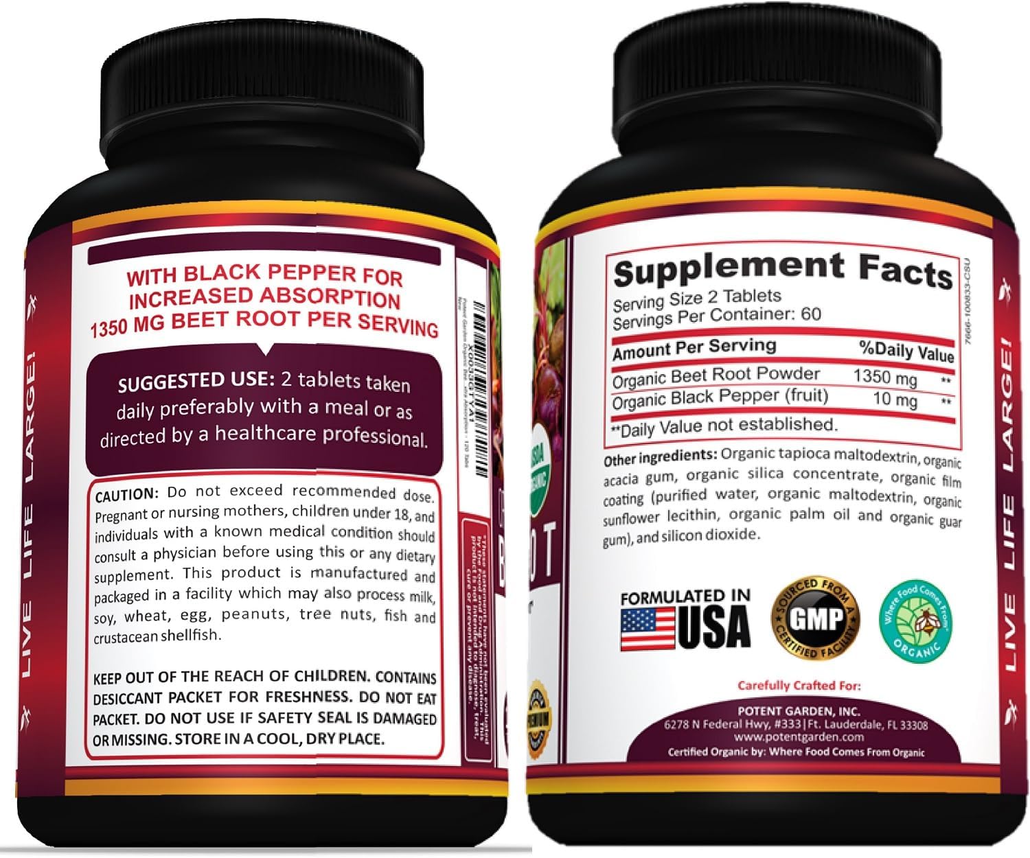 Organic Beet Root Powder Tablets with Black Pepper for Enhanced Absorption - Super Antioxidant and Nitrate Supplement for Athletic Performance - 1350mg Beets/Serving - Boost Stamina