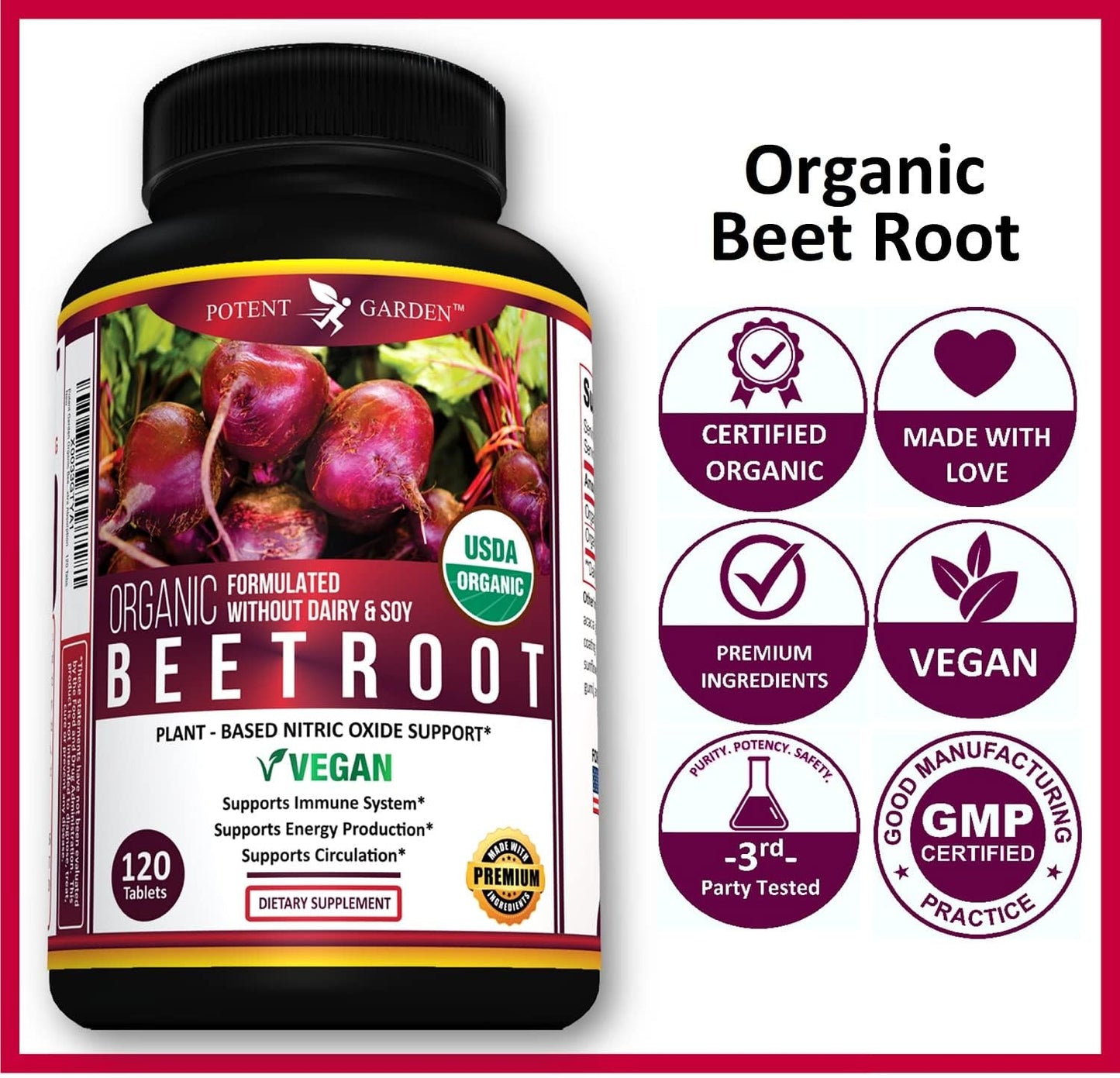 Organic Beet Root Powder Tablets with Black Pepper for Enhanced Absorption - Super Antioxidant and Nitrate Supplement for Athletic Performance - 1350mg Beets/Serving - Boost Stamina