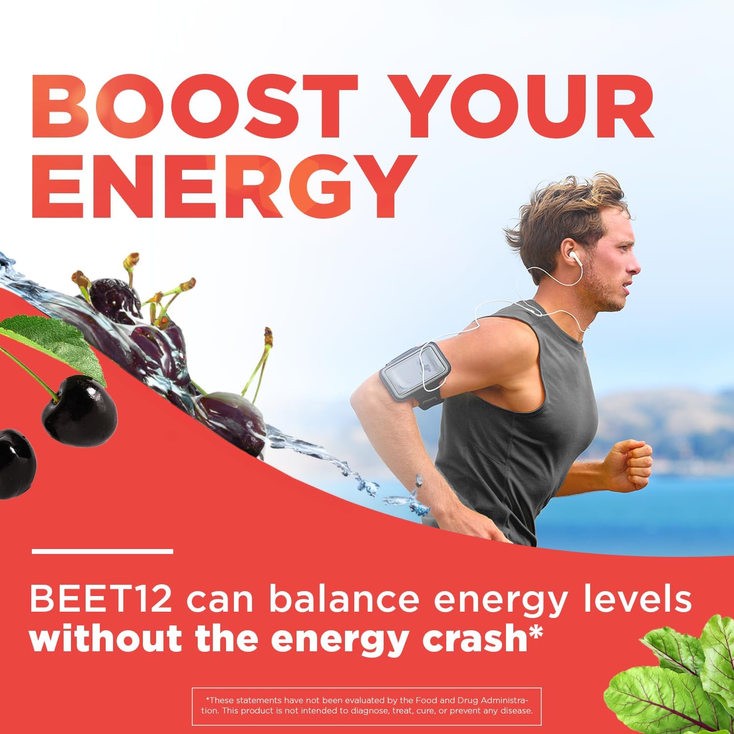 Organic Beet12 Powder with Vitamin B12 and Nitric Oxide Booster - Natural Energy Support with Black Cherry Flavor, 30 Servings