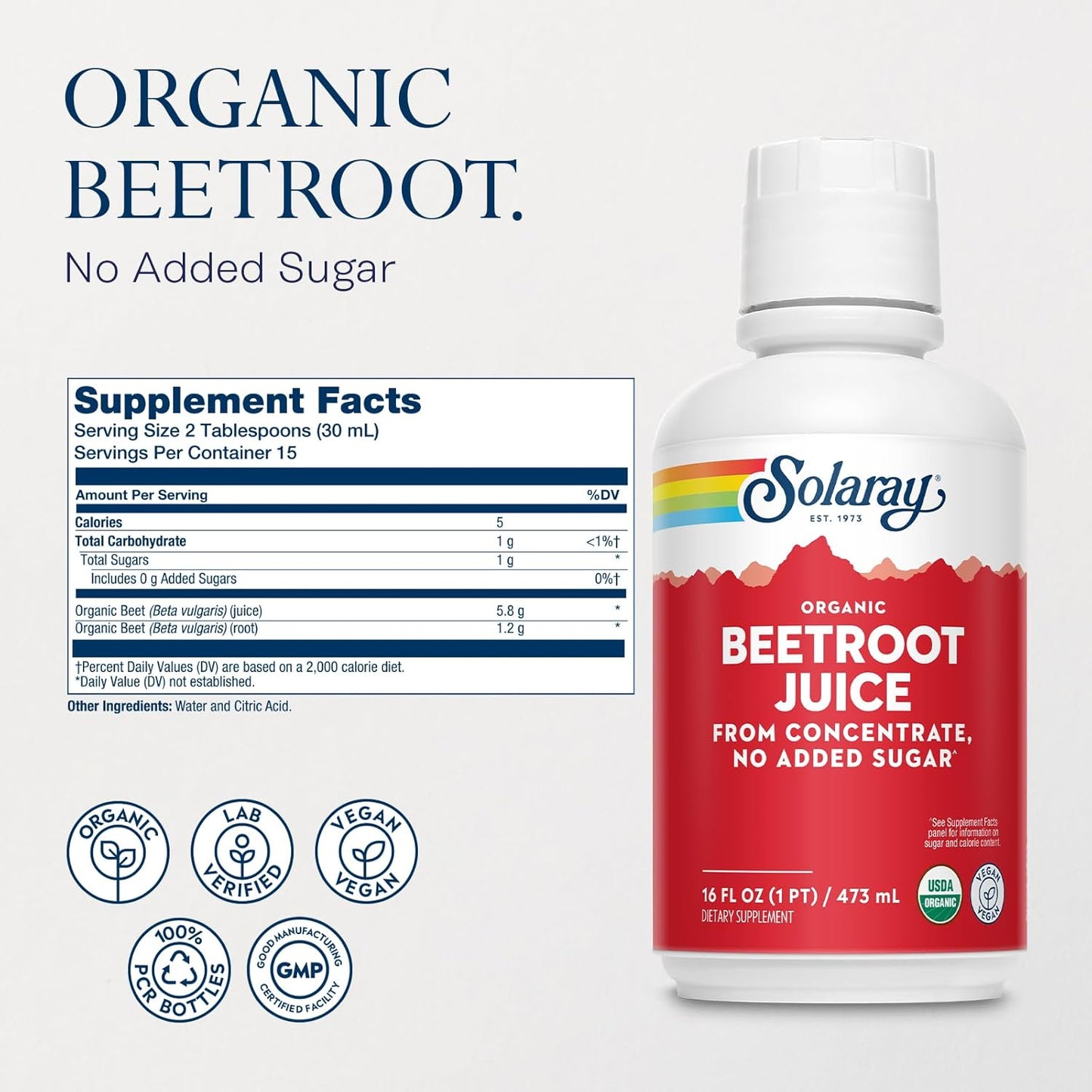 Organic Beetroot Juice Concentrate for Energy, Heart, and Brain Health - 16 fl oz, 16 Servings