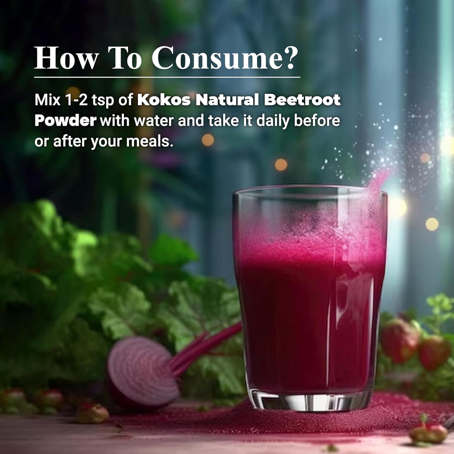 Organic Beetroot Powder 7 oz - Vegan, Gluten-Free, Rich in Nutrients & Fiber - Ideal for Smoothies, Food Coloring, and Skincare - 40 Servings - Kokos Natural Premium