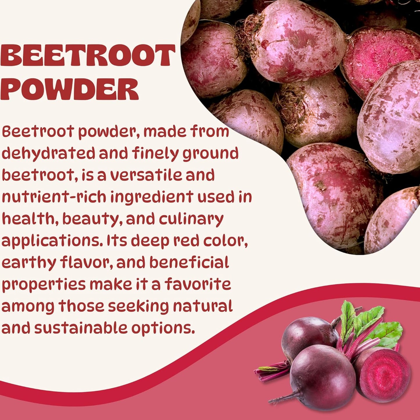 Organic Beetroot Powder for Baking and Smoothies - Nitric Oxide Supplement for Stamina and Energy - Gluten and GMO Free - 5.3 oz