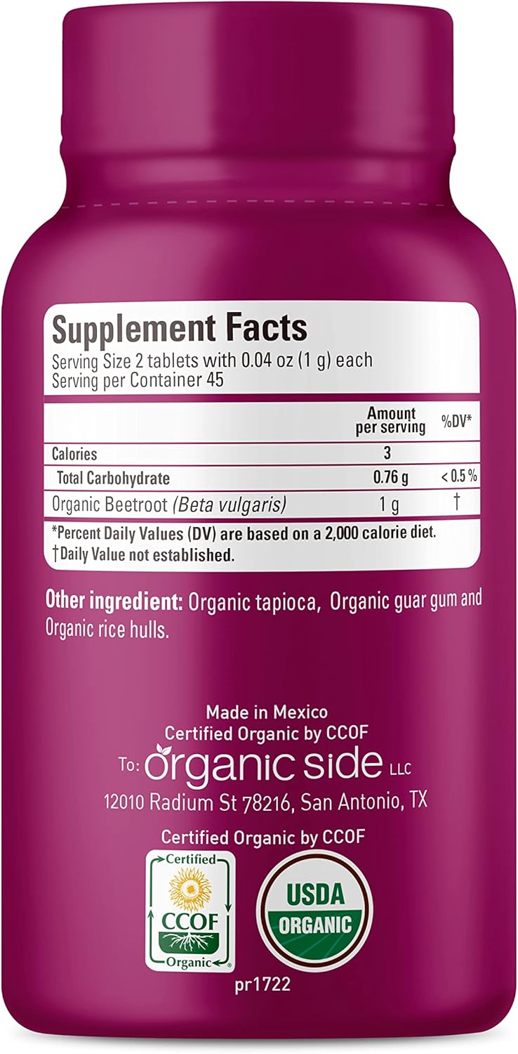 Organic Beetroot Tablets | USDA Certified | Non-GMO & Plant-Based | Boost Circulation & Energy | Heart Health Support | 90 Tablets