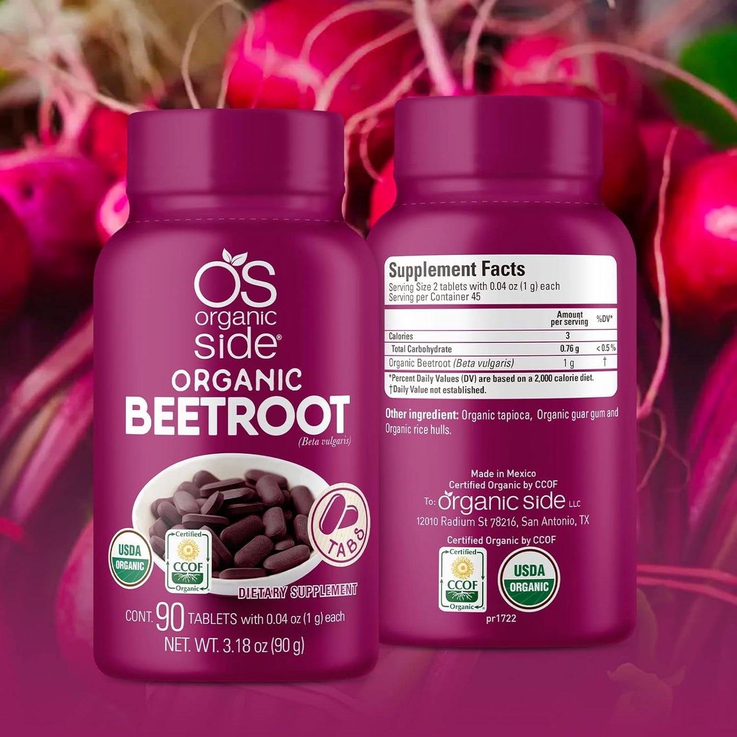 Organic Beetroot Tablets | USDA Certified | Non-GMO & Plant-Based | Boost Circulation & Energy | Heart Health Support | 90 Tablets