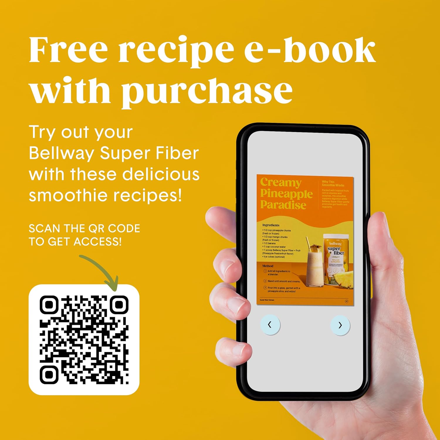 Organic Bellway Super Fiber Powder with Fruit (3 Pack) - Sugar Free Psyllium Husk Supplement for Regularity, Bloating Relief & Gut Health - Pineapple Passion Fruit Flavor - Plant-Based - 150 Servings