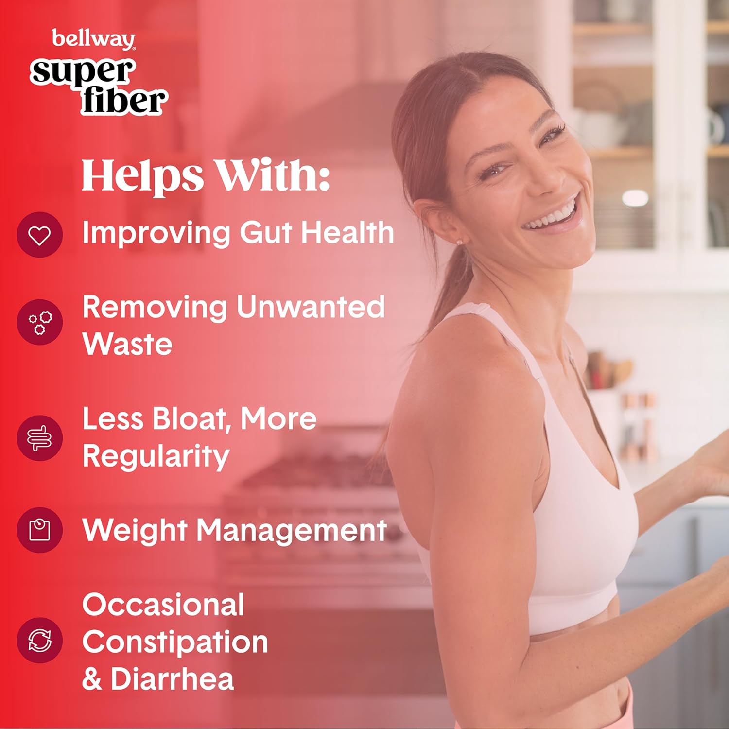 Organic Bellway Super Fiber Powder with Psyllium Husk, Sugar Free Supplement for Gut Health & Bloating Relief - Non-GMO Plant-Based Raspberry Lemon & Mixed Berry