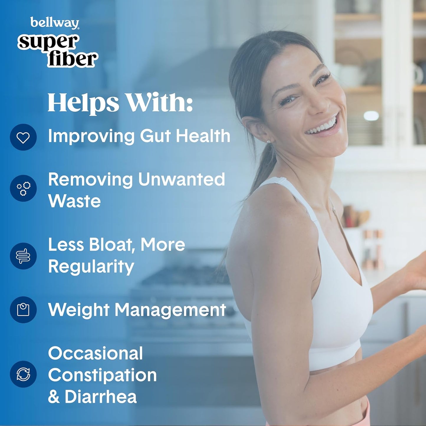 Organic Bellway Super Fiber Powder with Psyllium Husk, Sugar Free Supplement for Gut Health & Bloating Relief - Non-GMO Plant-Based Raspberry Lemon & Mixed Berry