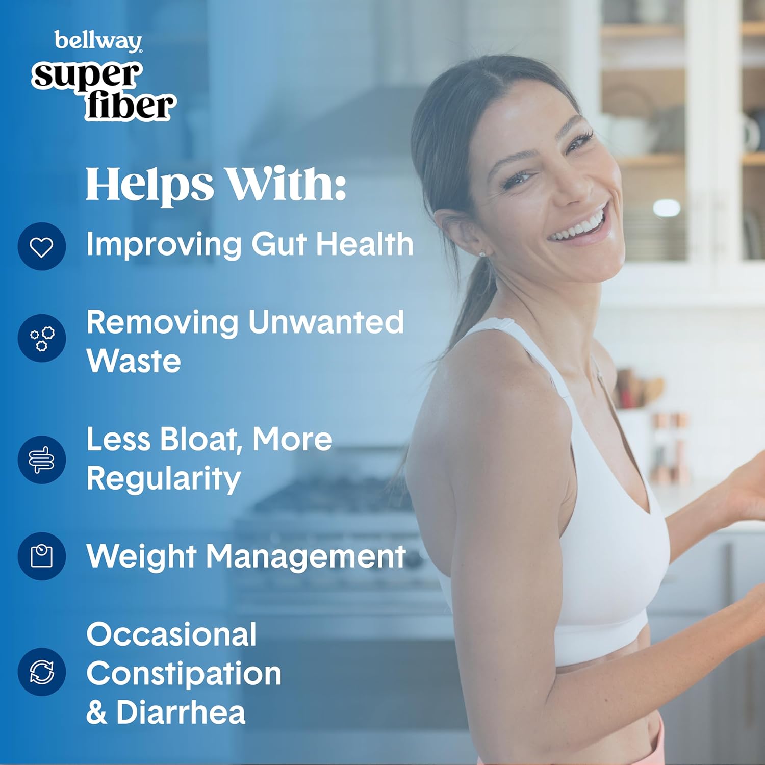 Organic Bellway Super Fiber Powder with Psyllium Husk, Sugar Free Supplement for Gut Health & Bloating Relief - Non-GMO Plant-Based Raspberry Lemon & Mixed Berry