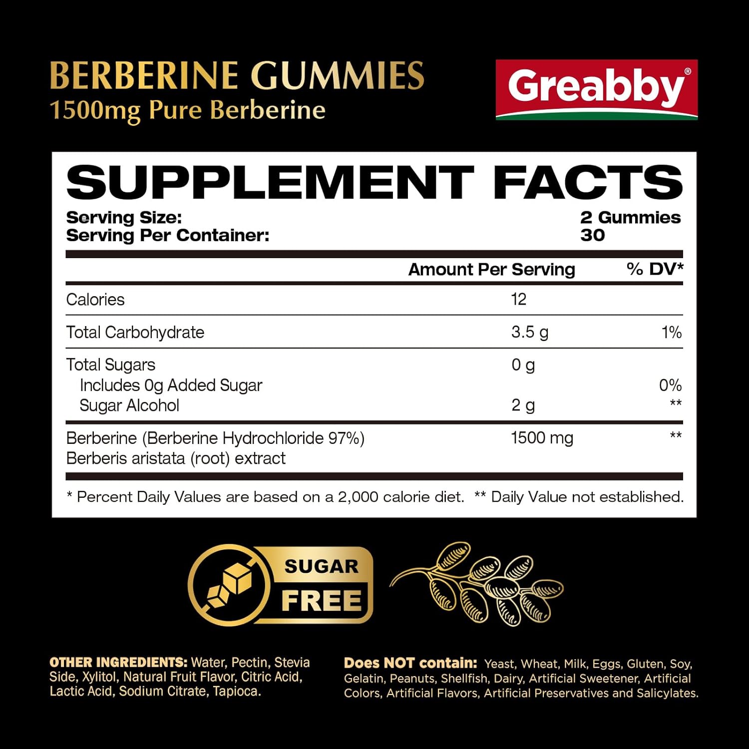Organic Berberine Gummies 1500mg for Adults - Immune Health Support - Sugar-Free Pectin Gummies with 97% Purity - 60 Count