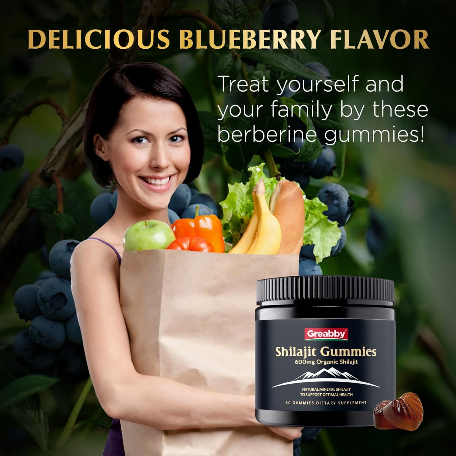 Organic Berberine Gummies 1500mg for Adults - Immune Health Support - Sugar-Free Pectin Gummies with 97% Purity - 60 Count