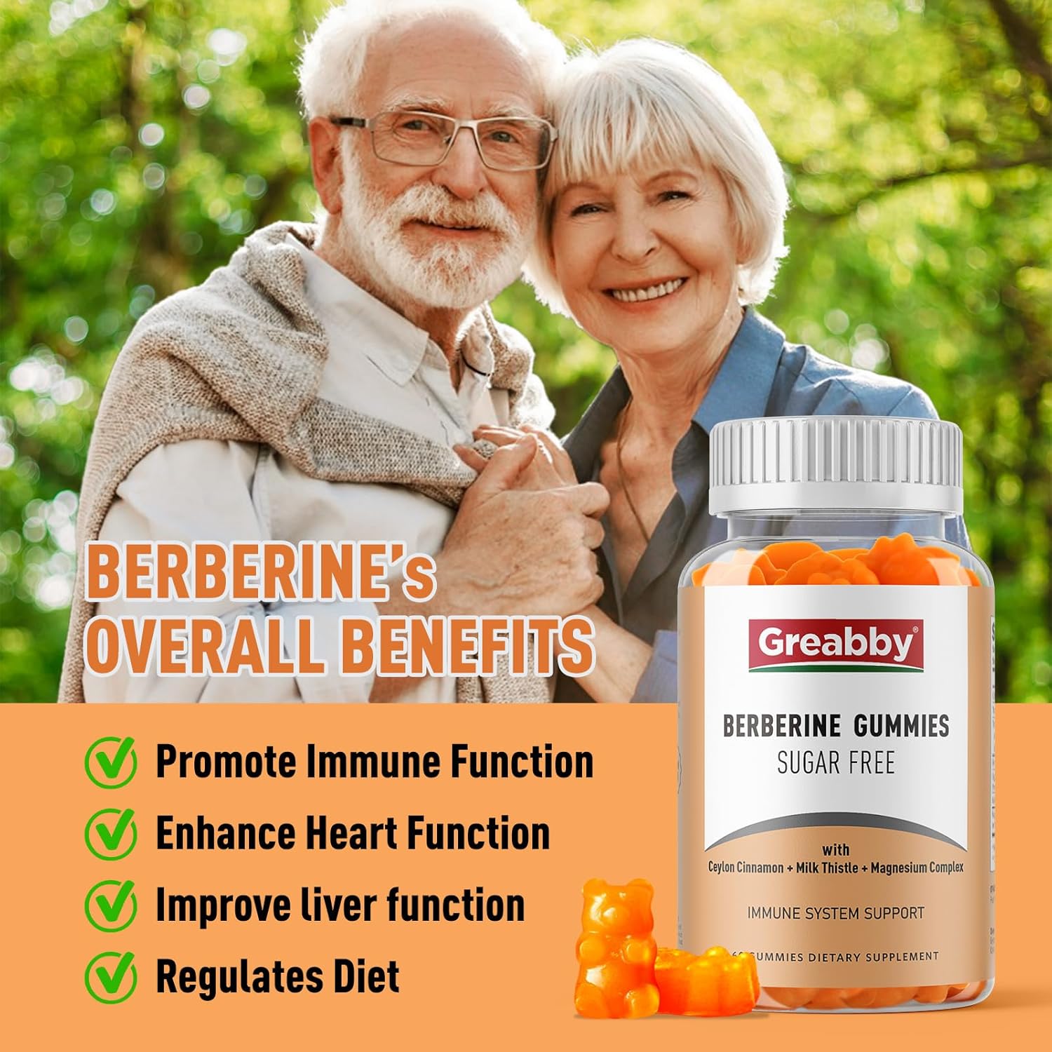 Organic Berberine HCL 1200mg Gummies with Ceylon Cinnamon - Immune System Support for Adults, Sugar-Free & GMO-Free, 60 Gummies