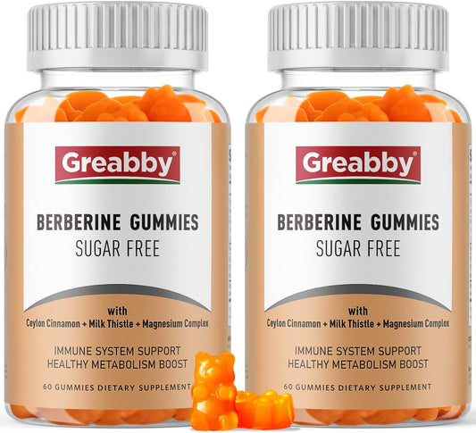 Organic Berberine HCL Gummies with Ceylon Cinnamon - Immune Support & Sugar Free - 120 Gummies, 1200mg