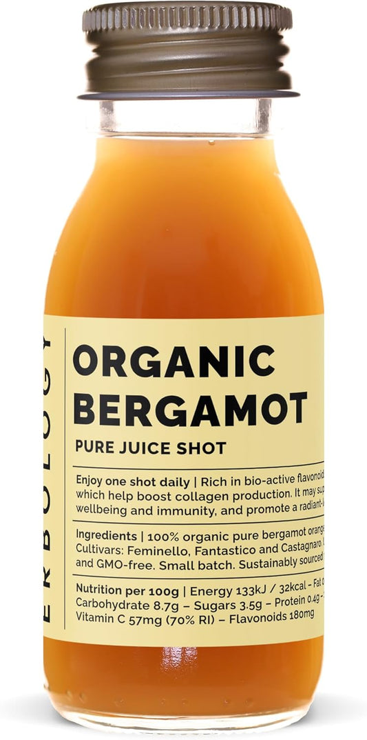 Organic Bergamot Juice Shots for Immunity & Collagen - High in Vitamin C - 100% Pure from Italy - No Sugar - 12 Daily Shots