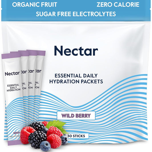 Organic Berry Electrolyte Powder Packets - No Sugar or Calories - Hydration Packets for Rapid Rehydration - Clean Dehydration Relief - 30 Pack