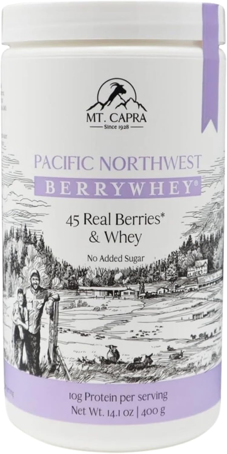 Organic BerryWhey Meal Replacement Shake with Antioxidants - 10 Servings (14.1 oz) - Locally Grown Blueberries, Aronia Berry, Non-GMO Goat Whey Protein