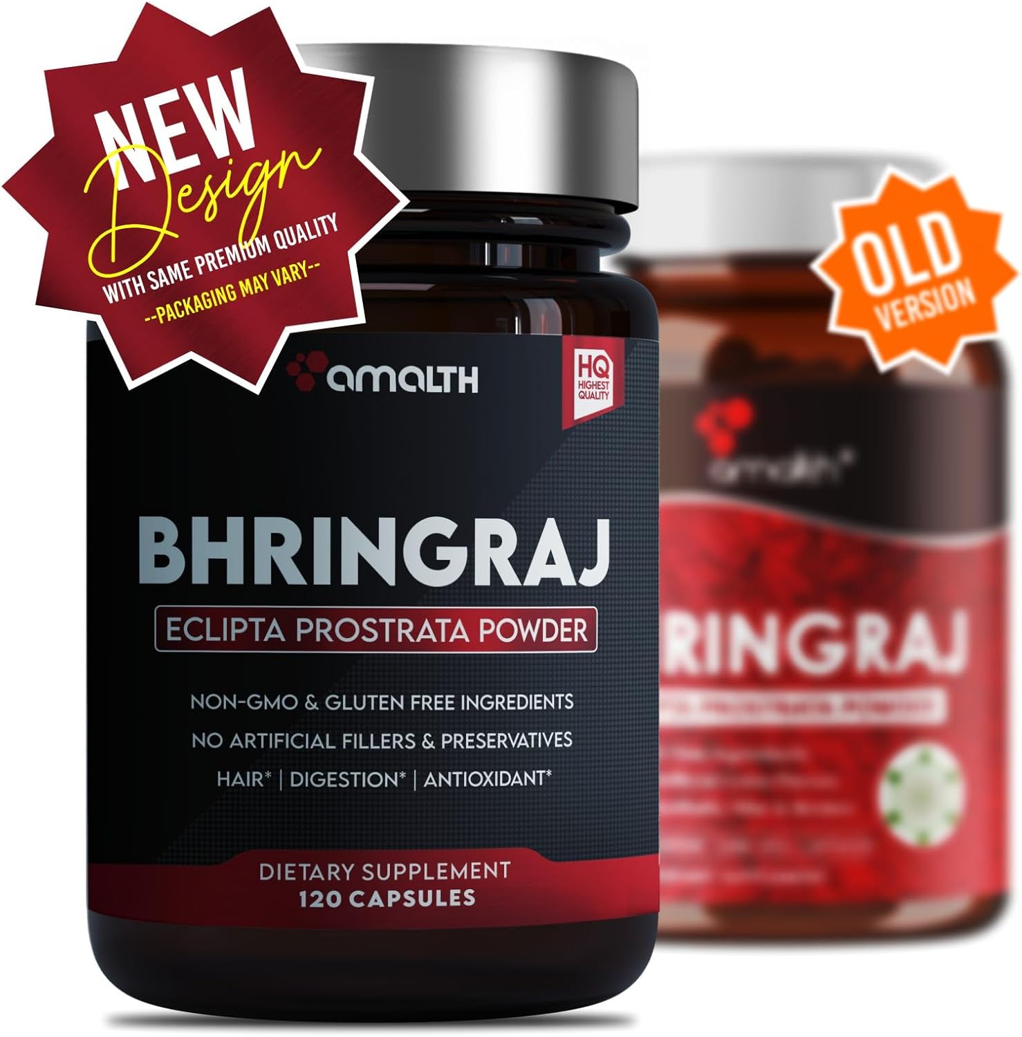 Organic Bhringraj Capsules 1500mg - False Daisy Eclipta Alba - 120 Veg Caps - Plant-Based Ayurvedic Supplement - All Natural Vegan Herb