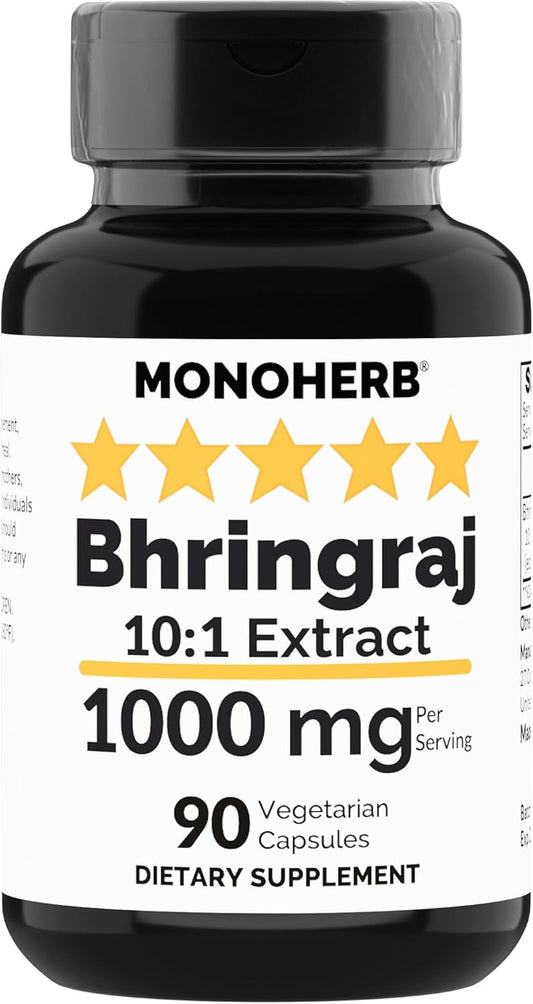 Organic Bhringraj Extract Capsules - 1000mg, 90 Count - Vegan-Friendly