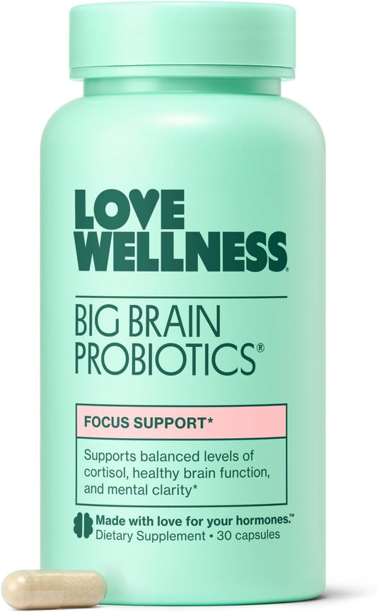 Organic Big Brain Probiotics & Nootropics Supplement for Memory, Focus, Mental Clarity & Mood – 30 Count