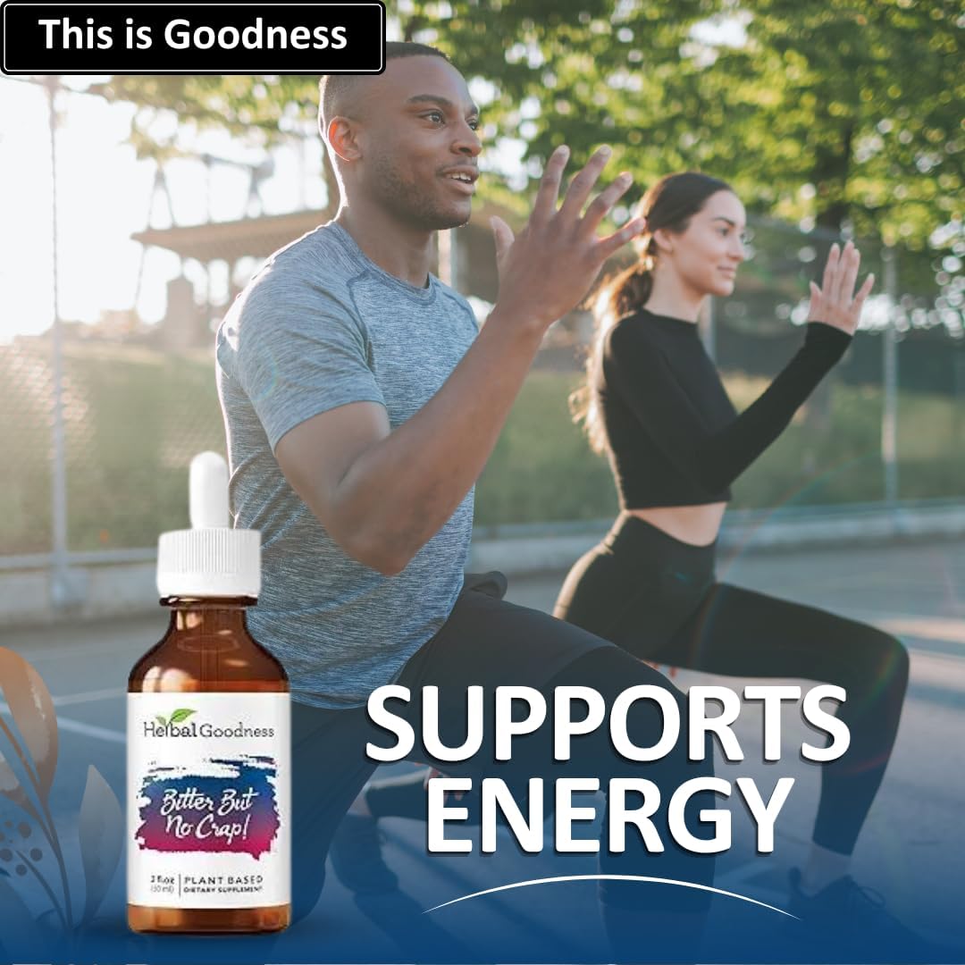 Organic Bitter Liquid Supplement for Body Cleanse & Energy Boost - Non-GMO Burdock, Bitter Melon, Maca, Dandelion Root - 2 fl. oz