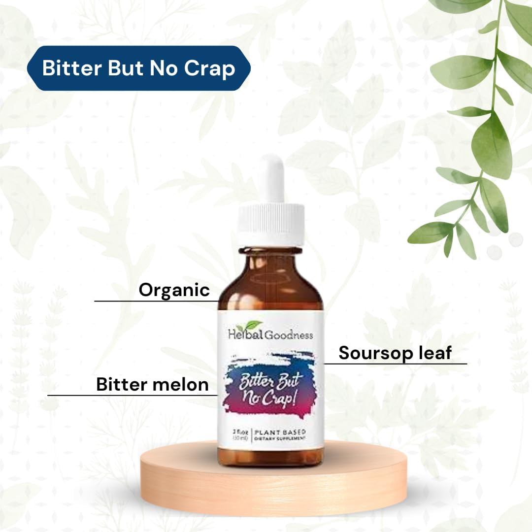 Organic Bitter Liquid Supplement for Body Cleanse & Energy Boost - Non-GMO Burdock, Bitter Melon, Maca, Dandelion Root - 2 fl. oz