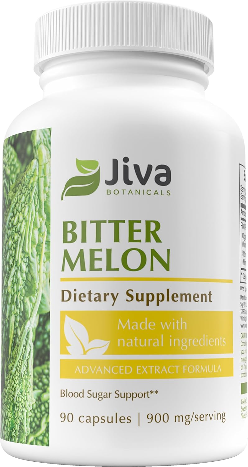 Organic Bitter Melon Capsules by Jiva Botanicals - Natural Blood Sugar Support Supplement