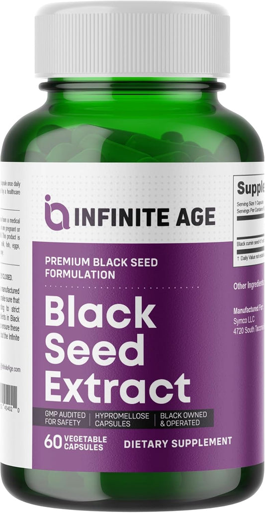 Organic Black Seed Oil Capsules for Immune Support, Skin & Hair Health - Nigella Sativa Seed Extract with Thymoquinone, 60 Count