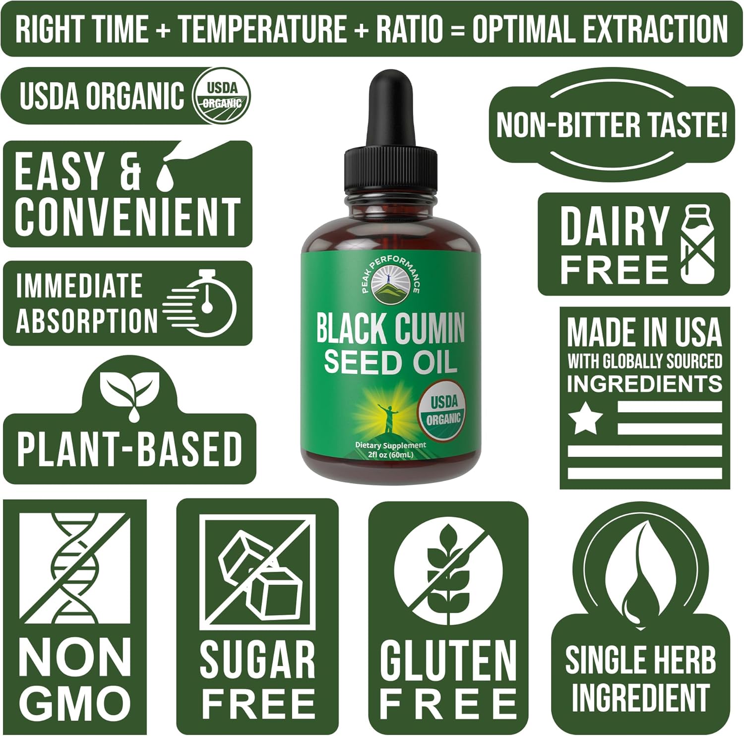 Organic Black Seed Oil Liquid Drops Supplement for Peak Performance. Vegan Cumin Seed Oil for Immune, Digestive, and Respiratory Support. High Bioavailability, Zero Sugar, Gluten Free.