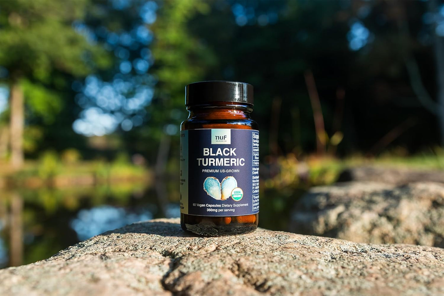 Organic Black Turmeric Capsules 350mg - US Grown - Vegan - Gluten Free - Non GMO - Joint Support - Inflammatory Response - Immune Function