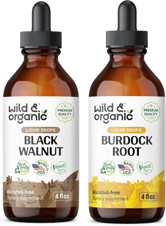Organic Black Walnut and Burdock Root Tincture Bundle - 4 fl oz Each