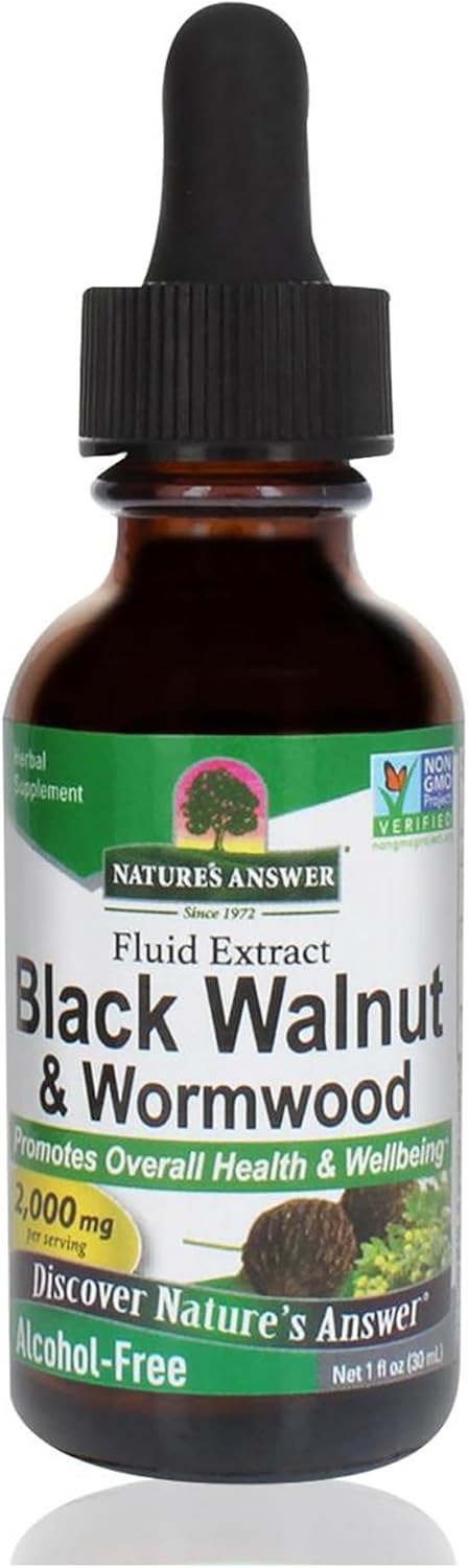 Organic Black Walnut and Wormwood Liquid Extract 1 oz - Promotes Digestion - 200mg Strength - Natural Ingredients