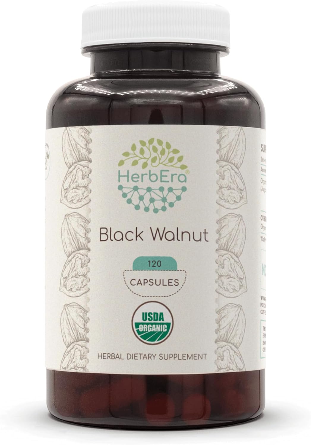 Organic Black Walnut Capsules - 120 Count | Herbal Supplement with Certified Organic Vegetarian Capsules | Juglans Nigra Dried Hull