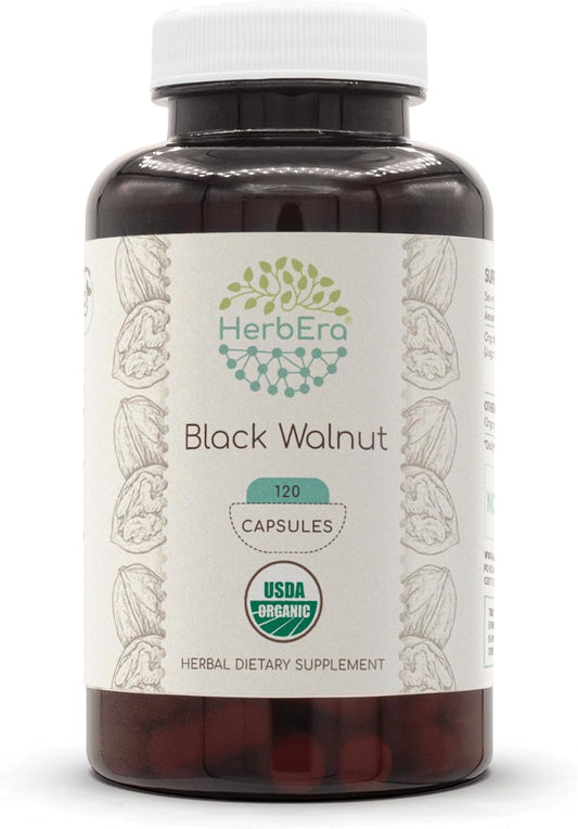 Organic Black Walnut Capsules - 120 Count | Herbal Supplement with Certified Organic Vegetarian Capsules | Juglans Nigra Dried Hull