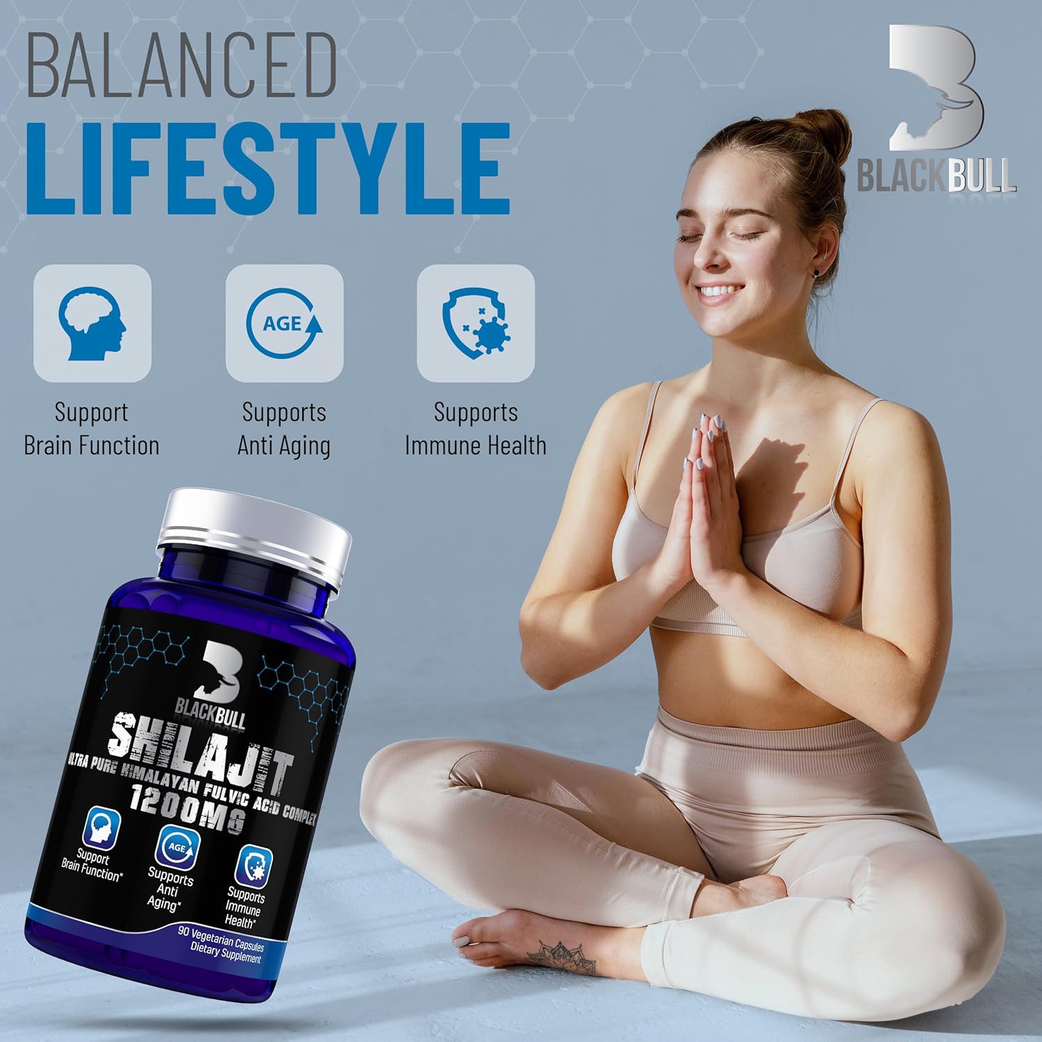Organic Blackbúll Blackbull Shilajit Capsules with 20% Fulvic Acid - Brain Health & Immune Support Supplement from Himalayas