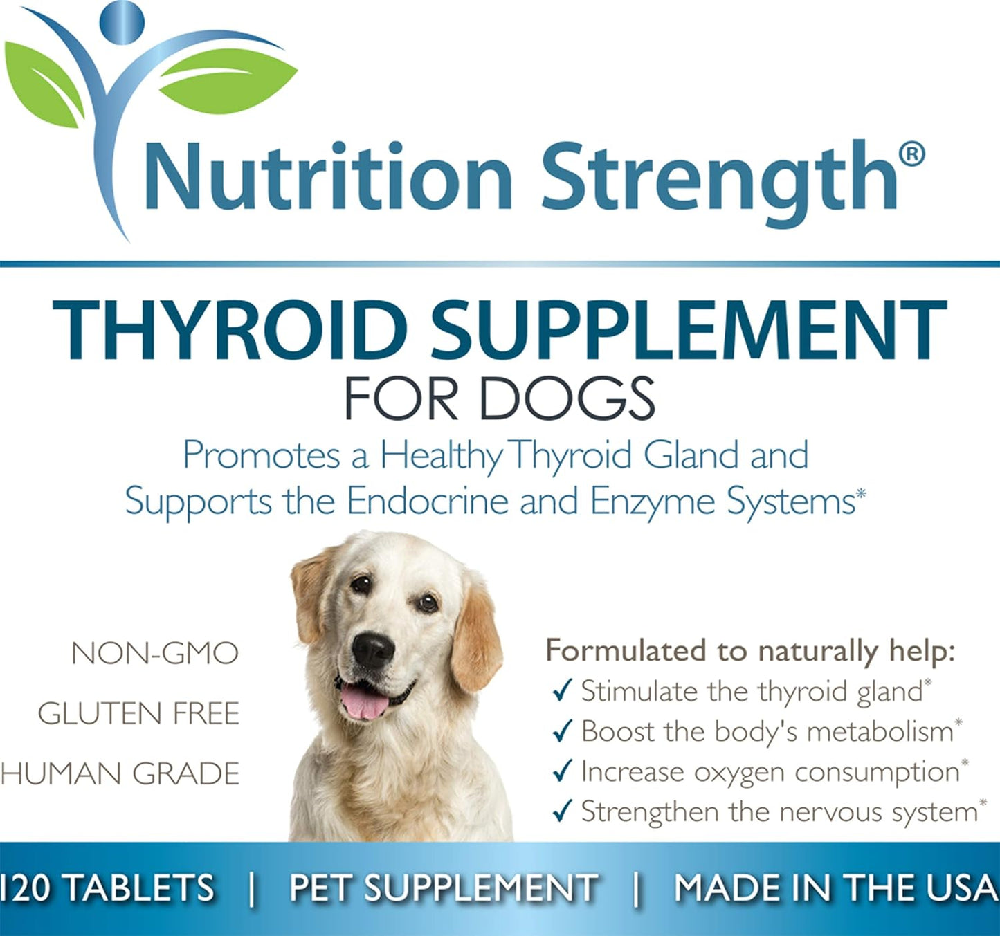 Organic Bladderwrack Dog Thyroid Supplement, Promotes Normal Endocrine Function, 120 Chewable Tablets