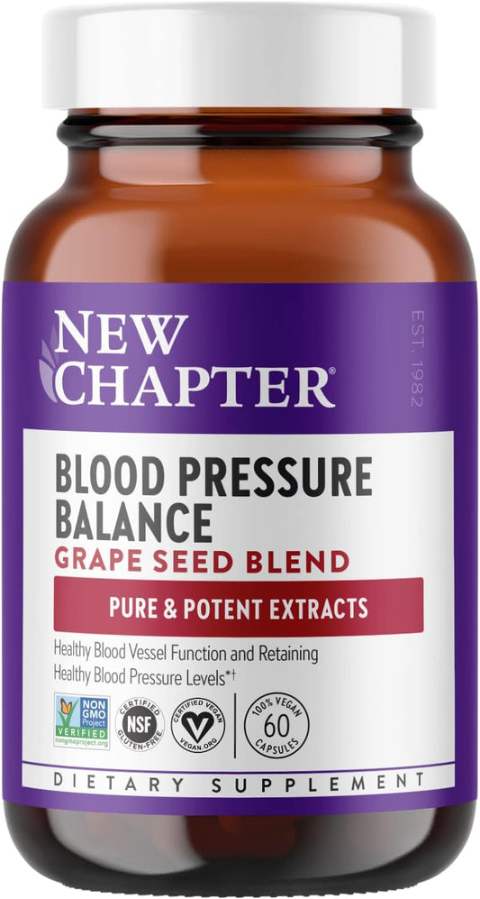 Organic Blood Pressure Support Supplement with Grapeseed & Black Currant - Vegan & Non-GMO - 60 Count