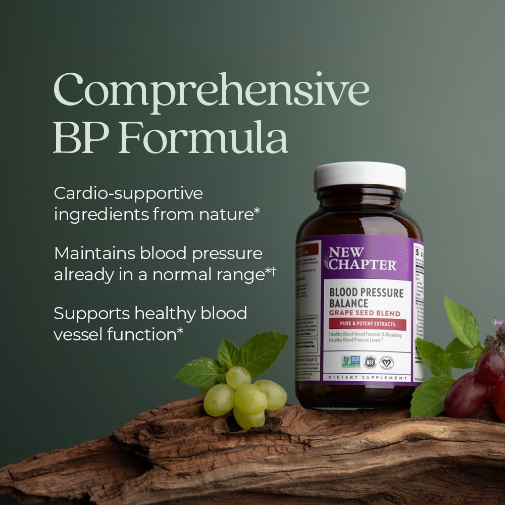 Organic Blood Pressure Support Supplement with Grapeseed & Black Currant - Vegan & Non-GMO - 60 Count