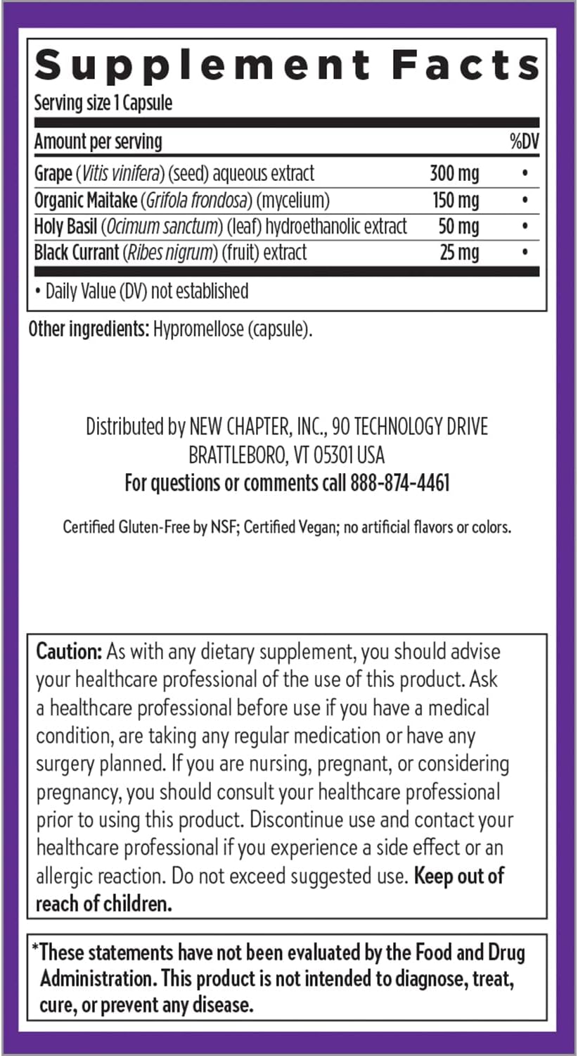 Organic Blood Pressure Support Supplement with Grapeseed & Black Currant - Vegan & Non-GMO - 60 Count
