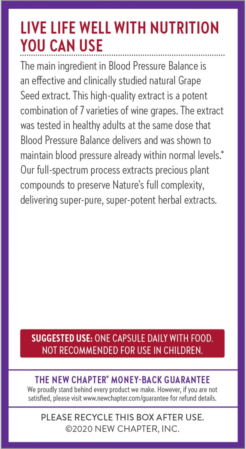 Organic Blood Pressure Support Supplement with Grapeseed & Black Currant - Vegan & Non-GMO - 60 Count